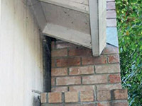 A chimney leaning away from the home on a Schanzenfeld foundation