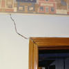 A large settlement crack on interior drywall in a The Pas home.