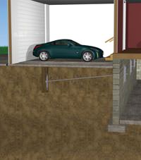 A street creep repair system implementing foundation wall anchors in a Schanzenfeld home.