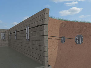 A graphic illustration of a foundation wall system installed in Schanzenfeld