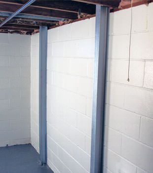 A PowerBrace™ i-beam foundation wall repair system in Winnipeg